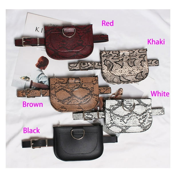 PU Leather Elegant Fanny Pack Fashion Snakeskin Pattern Waist Bag Belt Bag Purse Phone Wallet-A-White PU Leather Elegant Fanny Pack Fashion Snakeskin Pattern Waist Bag Belt Bag Purse Phone Wallet-A-White